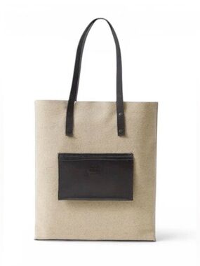 Black Nose Collection Reversible Felt & Leather Tote Bag Black Cream Minimalist